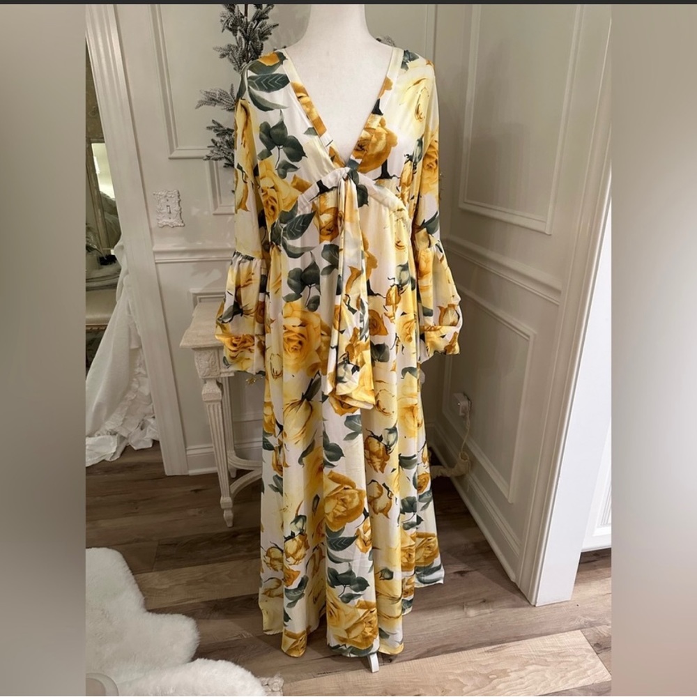 NWT Junk Gypsy QMP Floral Boho Tie Waist Maxi Dress - Picture 1 of 10